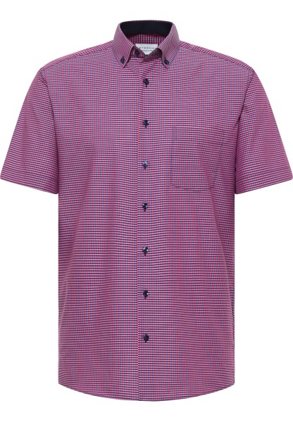 ETERNA MODERN FIT Kurzarm Hemd dunkelrot kariert popeline 8913-58-C146