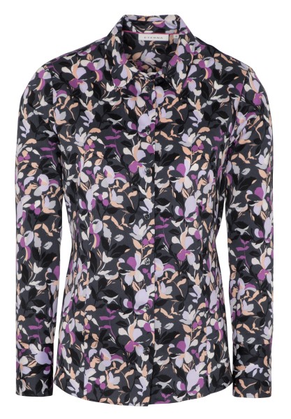 ETERNA CLASSIC FIT Langarm Bluse anthrazit floral satin 7374-38-D708