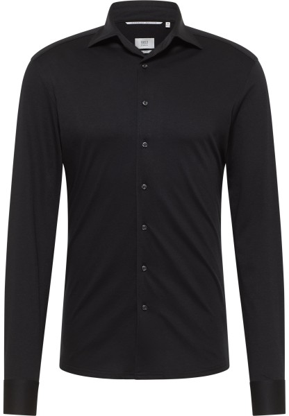 1863 by ETERNA SLIM FIT Langarm Hemd schwarz jersey 2269-39-YSV1 - Japanese Knitted
