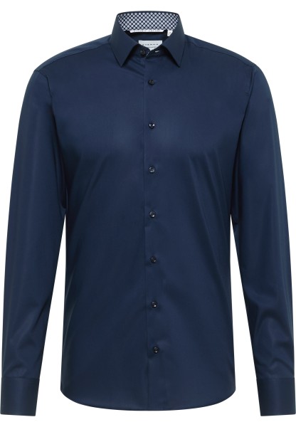 ETERNA SLIM FIT Natural Stretch Langarm Hemd marine popeline 1082-19-F141 - Dynamic Cotton