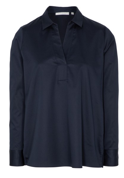 ETERNA CLASSIC FIT Langarm Bluse marine satin 5585-19-D958 - Stretch