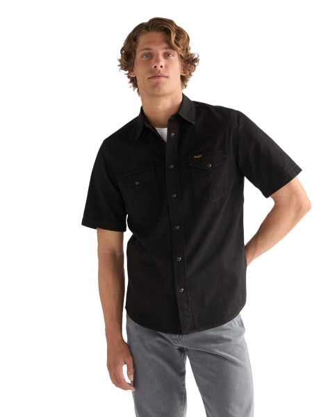 WRANGLER SS WESTERN SHIRT Kurzarm Jeanshemd rinse black 112377968