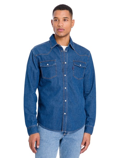 CROSS JEANS Langarm Jeanshemd dark blue A208-067