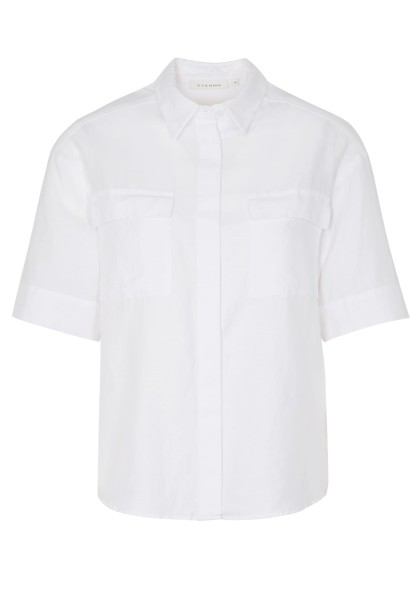 ETERNA CLASSIC FIT Kurzarm Bluse weiss leinen 5155-00-H992