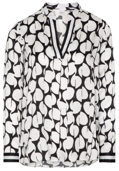 1863 by ETERNA Langarm Bluse schwarz-weiß satin bedruckt 7098-39-DS09