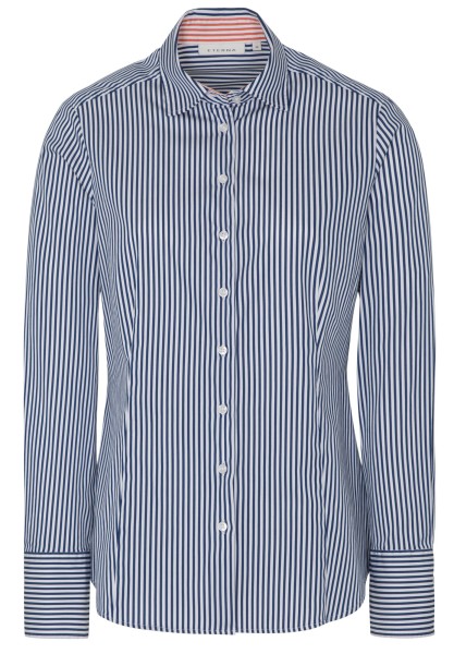 ETERNA CLASSIC FIT Langarm Bluse dunkelblau gestreift satin 6281-17-D708