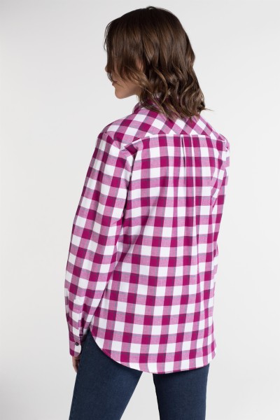ETERNA MODERN CLASSIC Langarm Flannel Bluse weiß-lila kariert 6266 D614.56