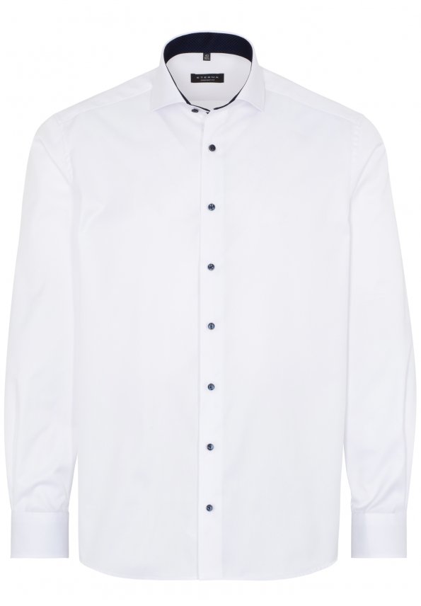 | 8819-00-E15V TWILL FIT ETERNA Hemd schwarz COMFORT COVER Jeans-Manufaktur SHIRT Langarm weiß