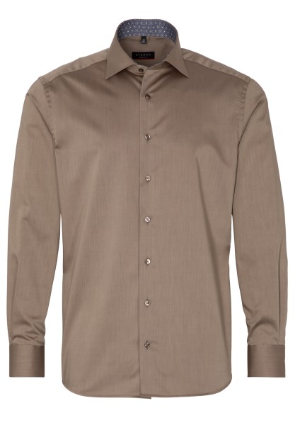 ETERNA SLIM FIT Langarm Hemd beige-braun twill 3368-24-F140
