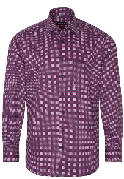 ETERNA MODERN FIT Langarm Hemd gepunktet chianti twill 3391-56-X19P