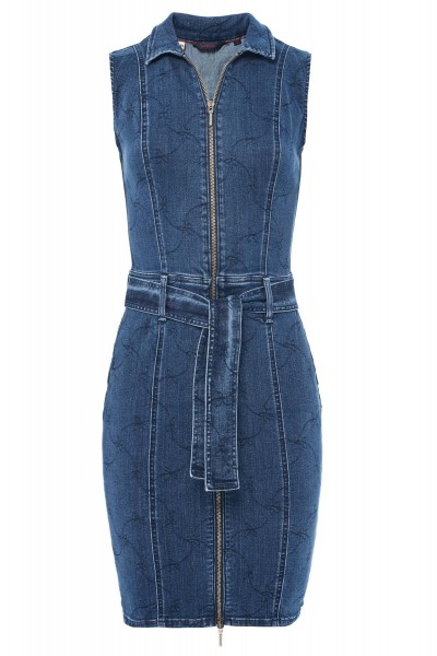 SALSA JEANS JEANSKLEID PUSH IN mit Gürtel und Zipper medium blue 123300.8503