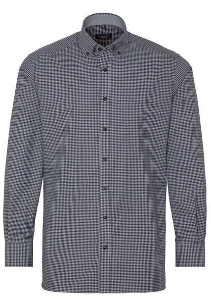 ETERNA MODERN FIT Langarm Hemd popeline silber kariert 8918-35-X143