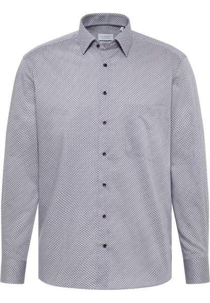 ETERNA COMFORT FIT Langarm Hemd stahlgrau twill print 4220-35-E181