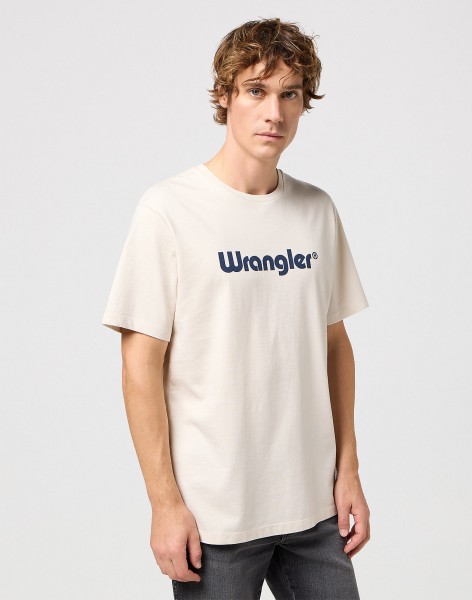 WRANGLER LOGO TEE Kurzarm T-Shirt white beige 112350523