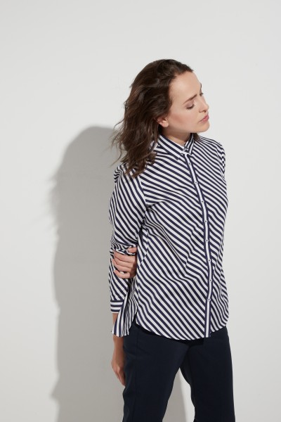 ETERNA REGULAR FIT Langarm Bluse navy-weiß gestreift 6169 D874.19