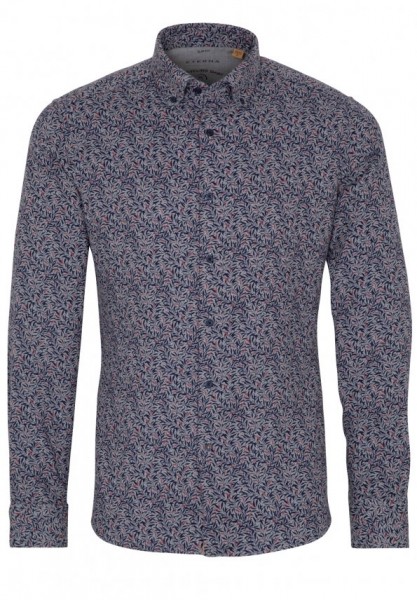 ETERNA SLIM FIT UPCYCLING SHIRT Langarm Hemd blau floral 2397-38-MS74