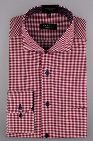 ETERNA COMFORT FIT Langarm Hemd rot-weiß kariert 8913-55-E14V