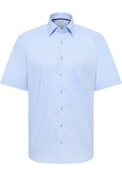 ETERNA COMFORT FIT Kurzarm Hemd mittelblau strukturiert natté 8464-12-K181