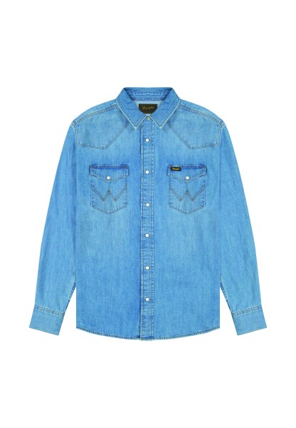 WRANGLER WESTERN SHIRT Langarm Jeanshemd midlight wash 112378393