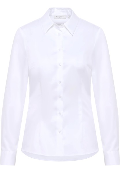 ETERNA FITTED Langarm Bluse weiss satin 5585-00-DF48 - SATIN SHIRT