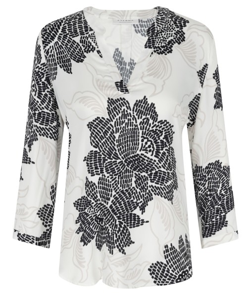ETERNA LOOSE FIT 3/4-Arm Bluse black white print 7886-01-R931 - SATIN SHIRT