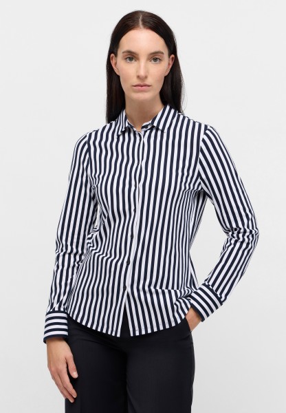 ETERNA FITTED Langarm Bluse blau-weiß gestreift jersey 6308-19-DF56