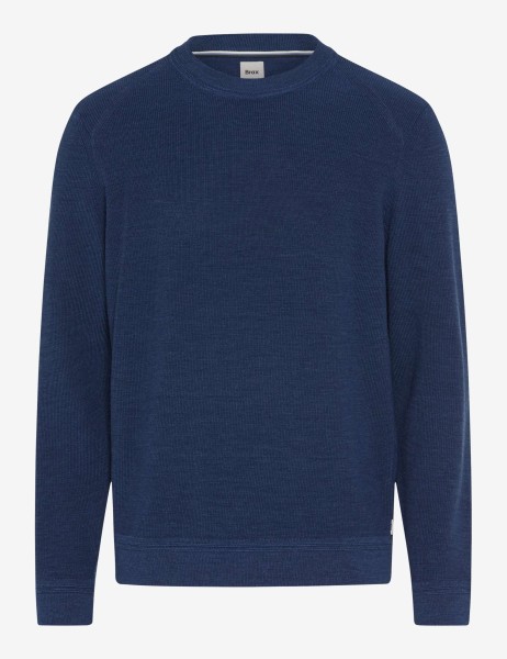 BRAX ROY Strickpullover Rundhals steel blue merino 70129300 70-0539-25 - FEEL GOOD
