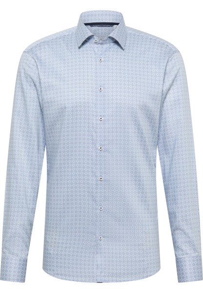 ETERNA SLIM FIT Langarm Hemd twill himmelblau muster 1294-12-F171 - Dynamic Cotton