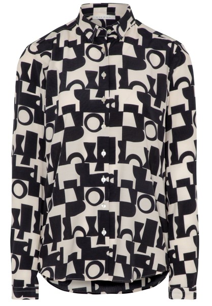 ETERNA CLASSIC FIT Langarm Bluse schwarz-weiss viscose 7264-05-D721