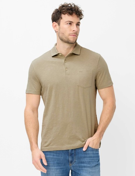 BRAX PAVO Poloshirt light khaki jersey 70440300 70-0061-35 - Cotton Slub