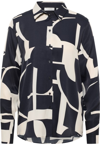 ETERNA LOOSE FIT Langarm Bluse schwarz/weiss satin print 7584-39-D923