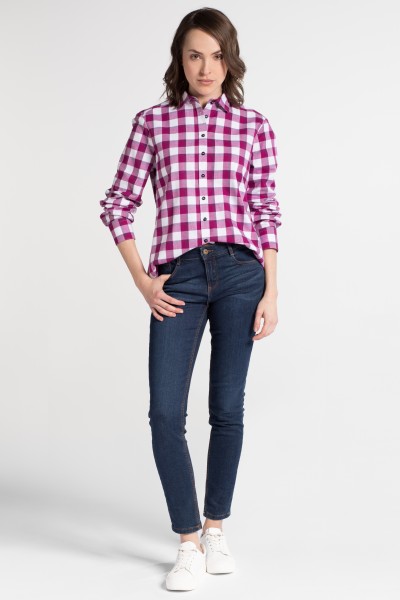 ETERNA MODERN CLASSIC Langarm Flannel Bluse weiß-lila kariert 6266 D614.56