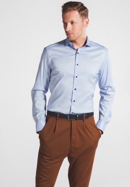 ETERNA SLIM FIT Performance Shirt Langarm Hemd hellblau stretch 3377-12-F142