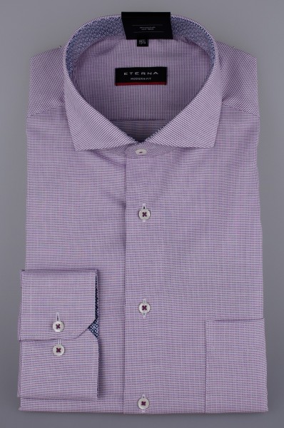 ETERNA MODERN FIT Langarm Hemd lila-weiß kleinkariert 8231-98-X14V