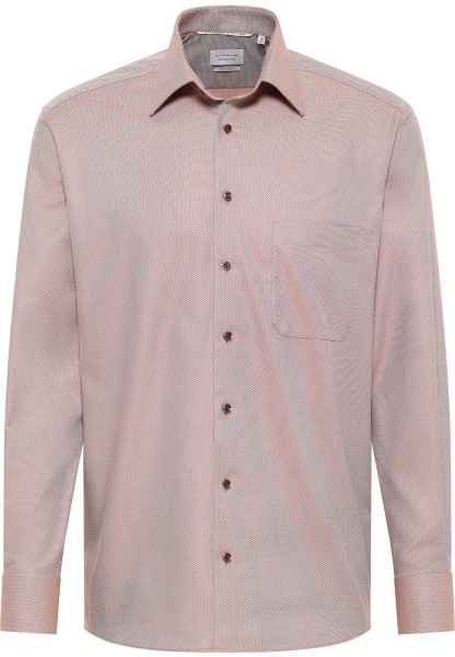 ETERNA COMFORT FIT Natural Stretch Langarm Hemd beige-braun dobby 2132-25-E181 - Dynamic Cotton