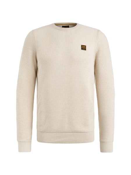 PME LEGEND Rundhals Strickpullover bone white mouline PKW2410300-7013