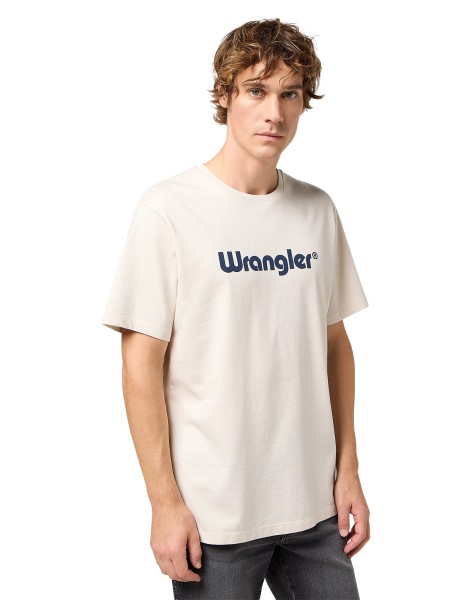 WRANGLER LOGO TEE Kurzarm T-Shirt white beige 112350523