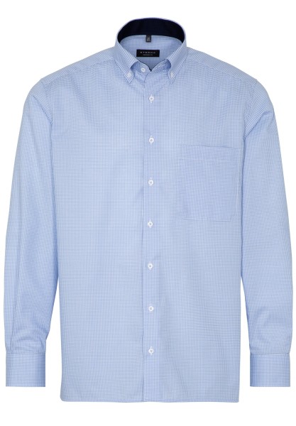 ETERNA COMFORT FIT Langarm Hemd twill mittelblau kariert 3720-12-E14L