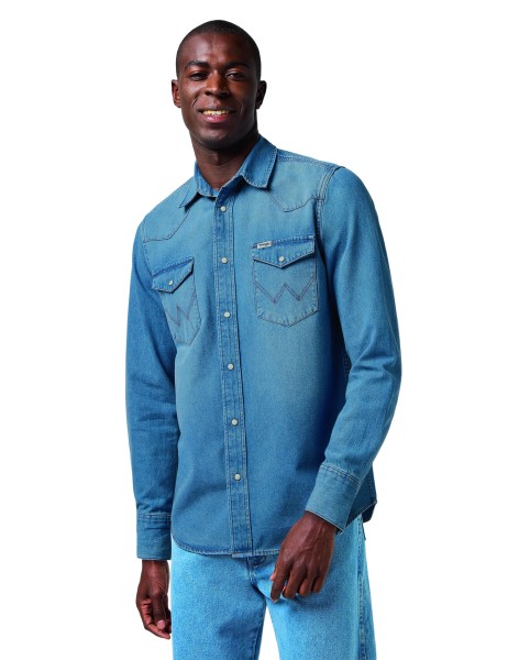 WRANGLER WESTERN Jeanshemd mid light wash 112362744