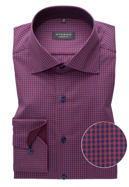 ETERNA MODERN FIT Langarm Hemd rot-blau kariert 8913-54-X15K
