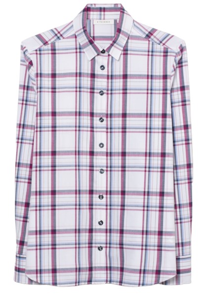 ETERNA MODERN CLASSIC Langarm Flannel Bluse weiß kariert 6264 D780.56