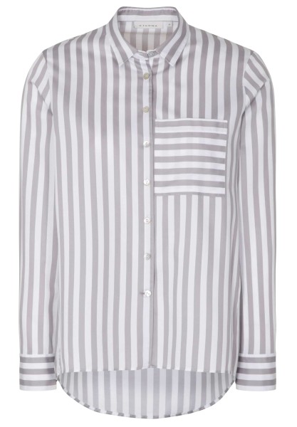 ETERNA CLASSIC FIT Langarm Bluse gestreift stahlgrau satin 6285-32-D933