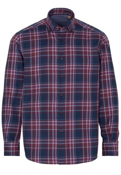 ETERNA COMFORT FIT UPCYCLING SHIRT Langarm Hemd blau-rot kariert 2403-57-QS9L