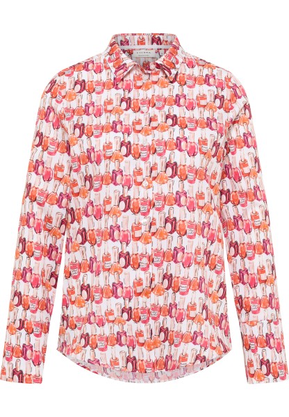 ETERNA REGULAR FIT Langarm Bluse rosa satin print 7689-50-D247
