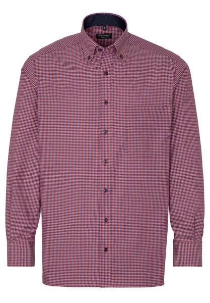 ETERNA COMFORT FIT Langarm Hemd popeline orange-blau kariert 8918-59-E144