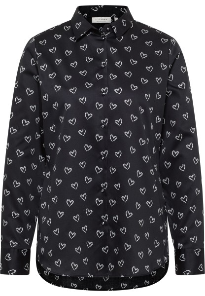 ETERNA REGULAR FIT Langarm Bluse schwarz/weiss satin print 7172-39-D935