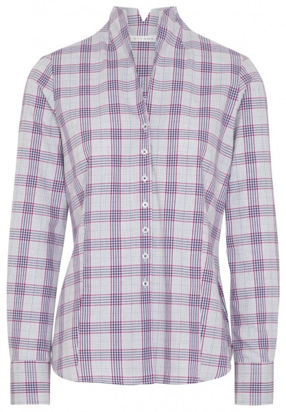 ETERNA MODERN CLASSIC Langarm Flannel Bluse weiß-blau-lila kariert 6263 D775.31