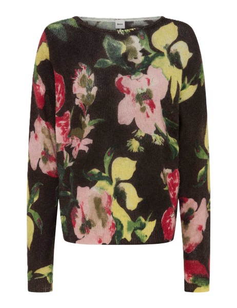 BRAX LISA Pullover brunette print floral 90121700 90-6035-55 - aus Alpaka Wolle