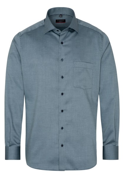 ETERNA MODERN FIT Langarm Hemd silberblau strukturiert 3475-07-X19K