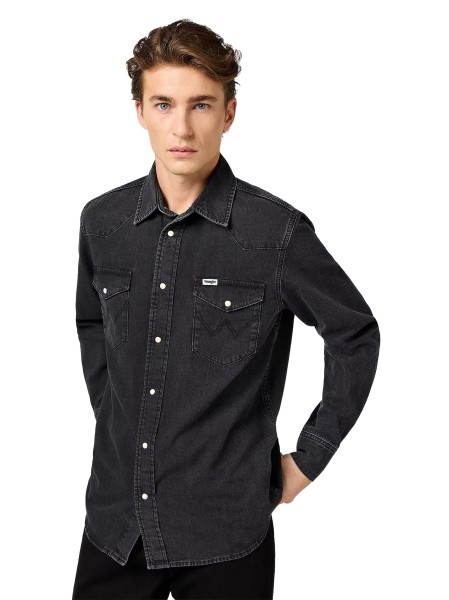 WRANGLER WESTERN SHIRT Langarm Jeanshemd rinse black 112362906 - LIGHTWEIGHT